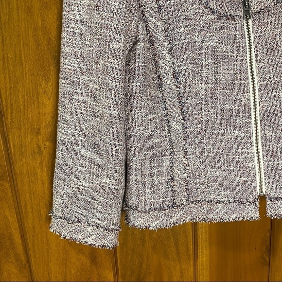 Banana Republic: Tweed Fringe Raw Edge Zip Up Business Blazer Jacket 14 (NWT) - Picture 2 of 9